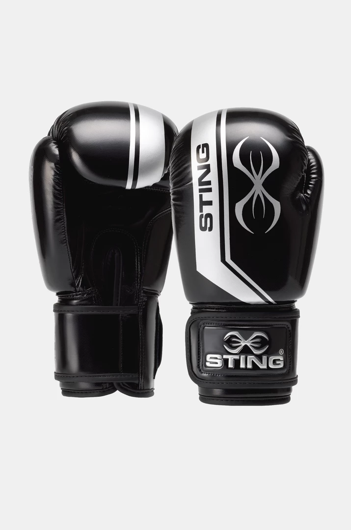 STING Black & Silver Armalite Boxing Gloves 2 STING Black & Silver Armalite Boxing Gloves