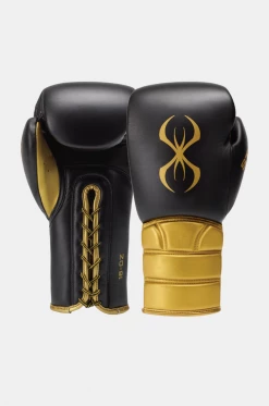STING Black & Gold Viper X Boxing Sparring Gloves (Lace)