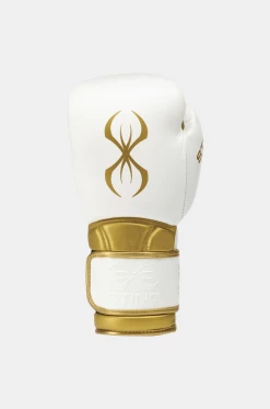 STING White & Gold Viper X Boxing Sparring Gloves (Velcro)