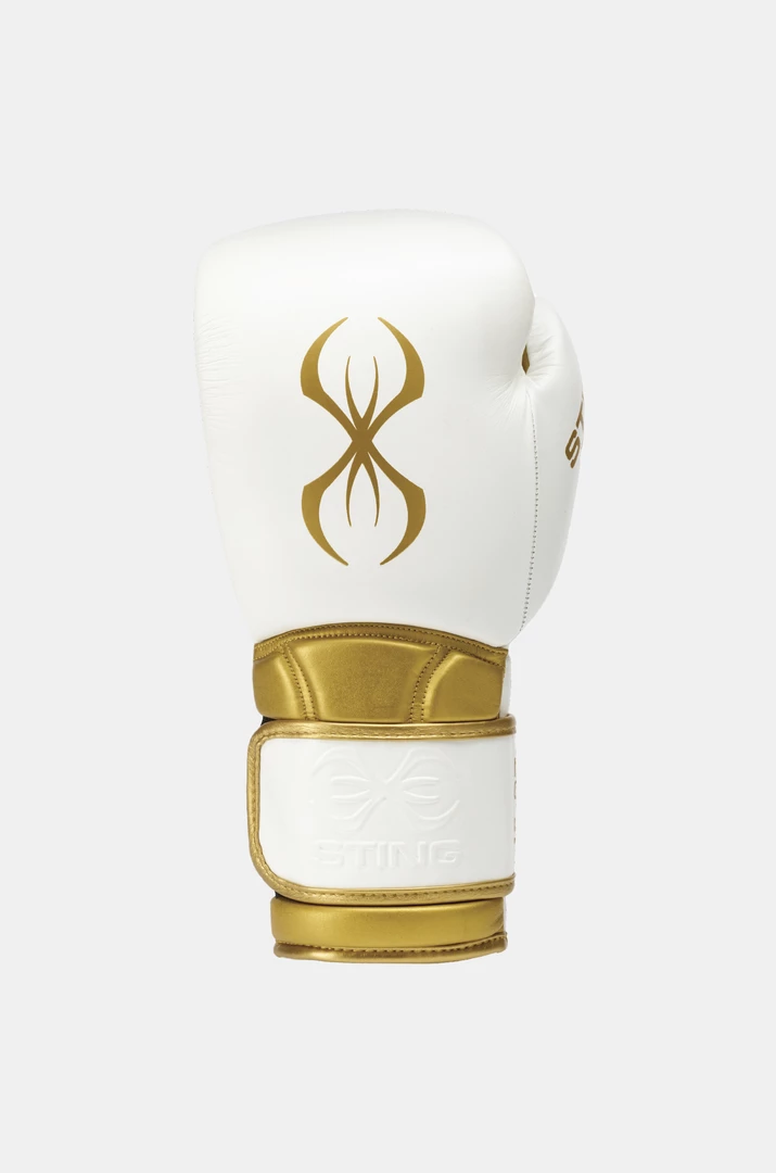 STING White & Gold Viper X Boxing Sparring Gloves (Velcro) 4 STING White & Gold Viper X Boxing Sparring Gloves (Velcro)