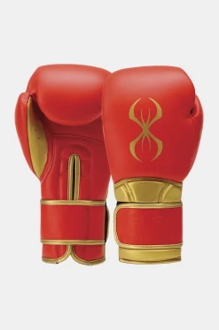 STING Red & Gold Viper X Boxing Sparring Gloves (Velcro)